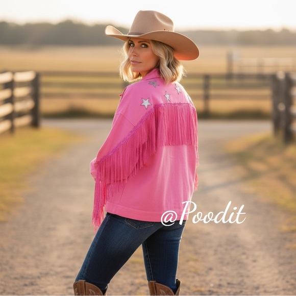 FANTASTIC FAWN pink fringe jacket S M L - Picture 3 of 12